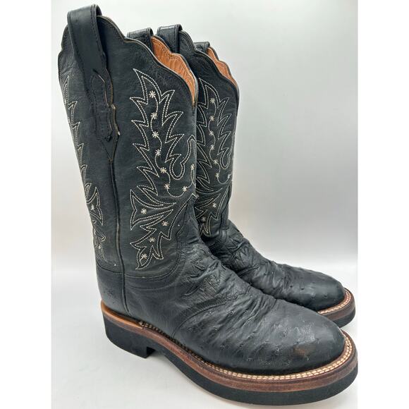 Lucchese 2000 7.5 Full Quill Ostrich Black Women’sWestern Cowgirl Boots - Picture 2 of 11